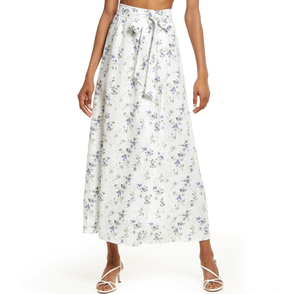REFORMATION madeline palm printed maxi skirt